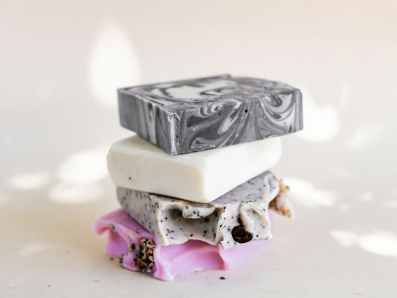 Handcrafted soap bar with botanical ingredients